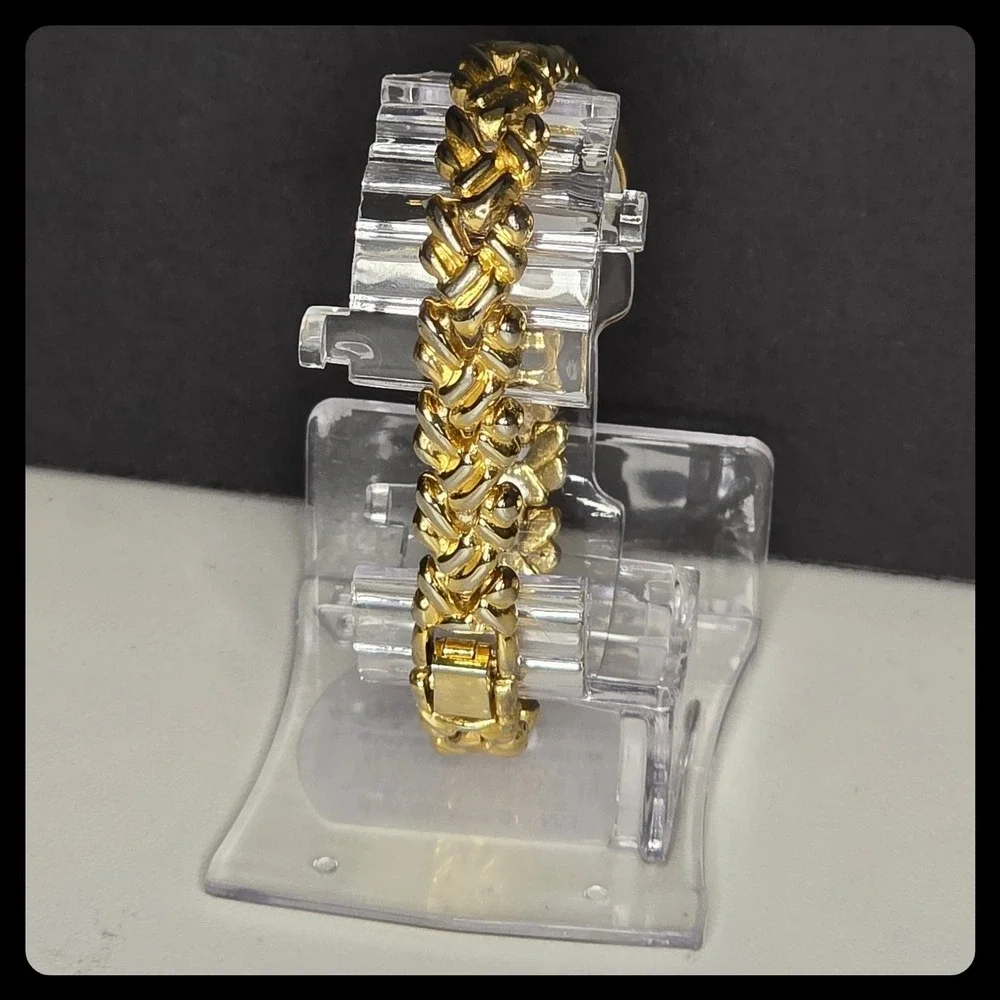 Rumours Watch Womens Gold Tone Oval Face Braided Link Bracelet Jewelry